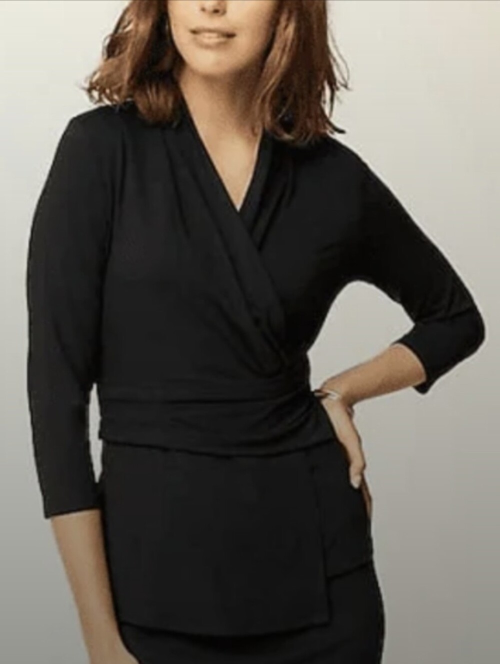 Classic Black Wrap-Style Women's Top